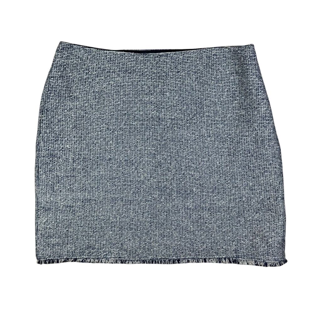 Banana Republic NWT Navy & White Tweed Sparkle Fringe Trim Mini Pencil Skirt